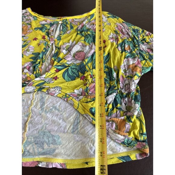 Free People Yellow Floral Long-Sleeve Blouse Tie Detail/Button Closure size M - Picture 7 of 11